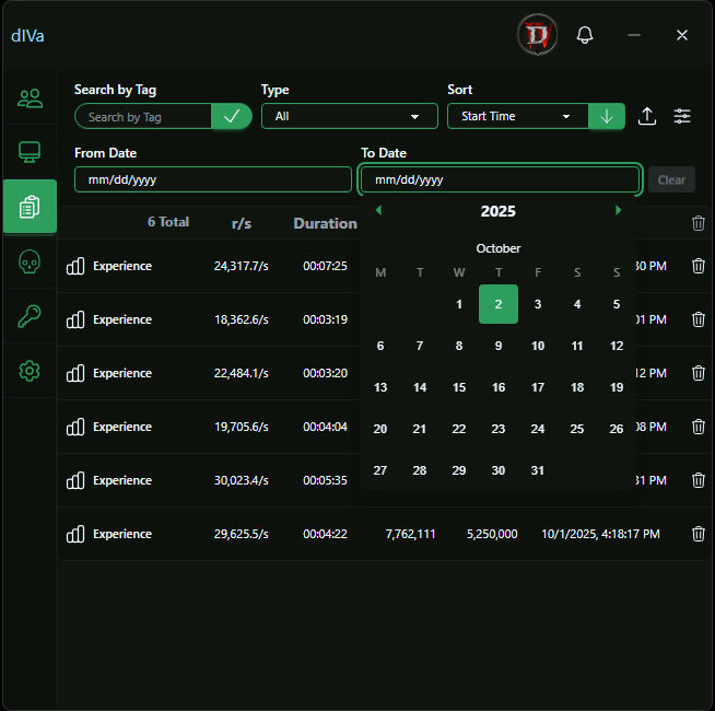History View - Expanded Date Range