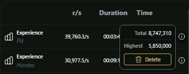 Session Details Popover