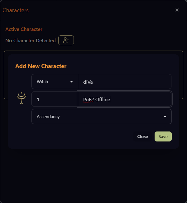 Add PoE2 Character